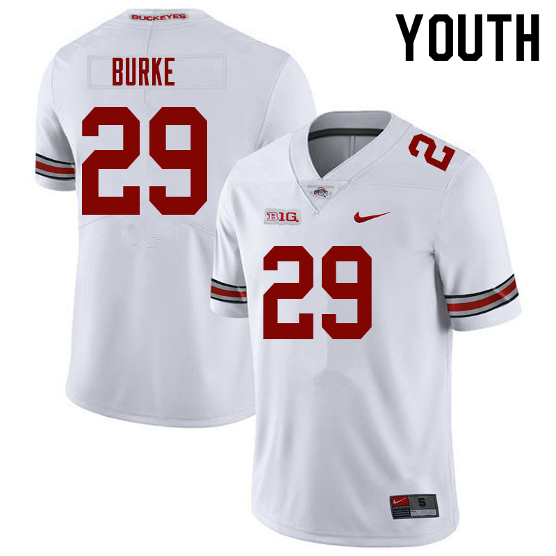 Youth #29 Denzel Burke Ohio State Buckeyes College Football Jerseys Sale-White